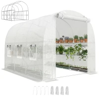 Outsunny Gewächshaus ca. 2,7 x 2 x 2 m Foliengewächshaus mit Regalen Rollbar Reißverschlusstür 6 Netzfenster Stützstangen(m-12)