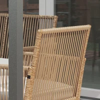 Outsunny Conjunto de Móveis de Jardim de Vime de 4 Peças de Varanda com 1 Sofá de 2 Lugares 2 Poltronas e Mesa de Centro Bege(m-9)