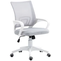 HOMCOM Cadeira de Escritório de Malha Giratória com Altura Ajustável Função Basculante e Apoio para os Braços 57x55x89-109 cm Cinza(m-12)