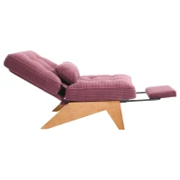 Cozy Reclining Accent Chair with Foldable Ottoman and Lumbar Pillow, Soft Adjustable Lounger for Living Room, 127L x 73W x 90H cm, Wine Red(m-15)