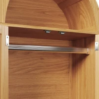 Country-Style Rattan Wardrobe with Semi-Circular Storage Area, Stylish Storage Cabinet for Bedrooms and Entryways, 78L x 45W x 181H cm, Oak(m-8)