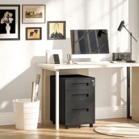 Vinsetto Three-Drawer Steel Filing Cabinet - Black(m-9)