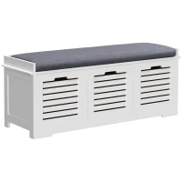 HOMCOM 3-Drawer Shoe Storage Bench - White(m-1)