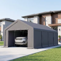 Outsunny 4 x 8 m Marquee Gazebo with Sides, 420g/m² PVC Cover, Heavy Duty Party Tent Canopy & Carport Shelter for Outdoor Event, Wedding, Dark Grey(m-2)
