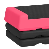 SPORTNOW Step de Aeróbic Step para Fitness Antideslizante Altura Regulable 3 Niveles 77x36x20,5cm Rosa y Negro(m-12)