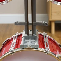 AIYAPLAY Set Batteria per Bambini da 5 Pezzi con Grancassa con Pedale, Tamburi, Piatto e Sgabello, Età 3-6 Anni, Rosso(m-8)