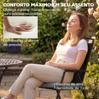 Outsunny Conjunto de Almofadas para Cadeiras de Jantar 46x42x7 cm 6 Peças com Capa Lavável e Laços Impermeável Anti-UV Cinzento Escuro(m-4)