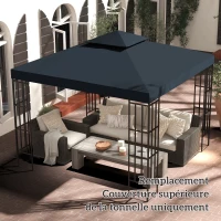 Outsunny Toile de rechange pour pavillon tonnelle tente 3 x 3 m polyester haute densité 180 g/m² gris foncé(m-10)