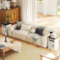 HOMCOM Conjunto de 2 Mesas Auxiliares para Sala Mesas de Cabeceira com Porta Estilo Celeiro e Prateleira Aberta 40x35x60 cm Branco(m-10)