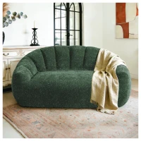 Plush 2-Seater Bean Bag Sofa with High Density Sponge, Cosy Lazy Couch for Gaming Room and Pet-Playing Room, 140L x 98W x 61H cm, Green(m-1)