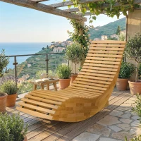 Outsunny Sonnenliege aus Akazienholz Klappbar Ergonomisch Gartenliege mit S-Form Latten-Design 60 x 156 x 77 cm(m-10)