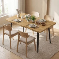 HOMCOM Masă de dining dreptunghiulară pentru 4 persoane, 110x70 cm, stejar/negru(m-10)
