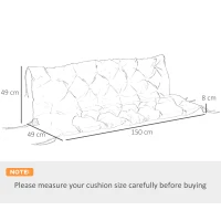 Outsunny 3 Seater Bench Pad, Garden Swing Chair Cushion with Back and Ties, Tufted Style Garden Furniture Window Seat Cushion for Indoor and Outdoor Use, 98 x 150 cm, Dark Grey(m-3)