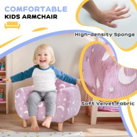 AIYAPLAY Kids Armchair, Glow in the Dark Chair with Star Design for Bedroom, Playroom, Kids Room, Pink(m-5)
