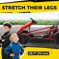 HOMCOM Go-Kart electric 24 V pentru copii Până la 13 km/h Gokart cu funcție Drift, Drift-Kart cu 2 motoare pentru 8–12 ani Roșu(m-6)