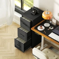 HOMCOM Schedario Portadocumenti Minimal a 3 Cassetti con Barra Regolabile, in Acciaio, 36.5x46.2x99 cm, Nero(m-5)