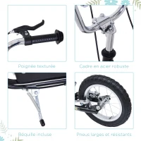 HOMCOM Trottinette patinette Vélo Enfant à partir de 5 Ans Tout Terrain Grands pneus gonflables Guidon réglable poignées Freins et béquille pour Adultes et Enfants Acier Noir(m-5)