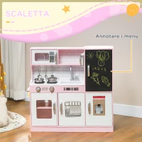 AIYAPLAY Cucina Giocattolo in Legno per Bambini 3-8 Anni con Fornelli, Microonde, Lavandino, e Accessori, Rosa(m-4)