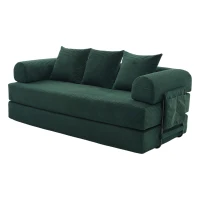 Cozy Compressible Folding Sofa with Detachable Metal Frame, Soft Modular Sectional Couch for Small Apartment, 110L x 33W x 33H cm, Emerald(m-2)