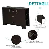 HOMCOM Credenza in Stile Classico per Sala da Pranzo in Legno Scuro(m-6)