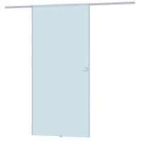 HOMCOM Porte Scorrevoli in Vetro Satinato da Interni con Binario B3 in Alluminio per Bagno Cucina Studio 205x90x0,8cm(m-11)
