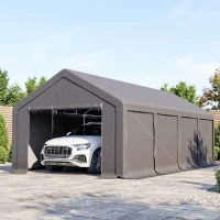 Outsunny 4 x 8 m Marquee Gazebo with Sides, 420g/m² PVC Cover, Heavy Duty Party Tent Canopy & Carport Shelter for Outdoor Event, Wedding, Dark Grey(m-9)