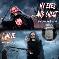 HOMCOM 170cm Life Size Animated Grim Reaper Halloween Decoration, Scary Halloween Animatronics Decor with Sound Touch Activated(m-4)