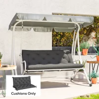 Outsunny Almofada para Banco de Jardim ou para Balanço de Jardim 120x110x12 cm de 2 Lugares com 6 Cordões de Fixação Preto(m-10)