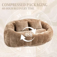 Cozy Oversized Bean Bag Sofa with 2 Matching Pillows, Soft 2-Seat Sectional Couch for Living Room and Bedroom, 145L x 95W x 63H cm, Coffee(m-5)