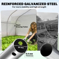 Outsunny 4 x 3(m) Walk-in Polytunnel Greenhouse, Zipped Roll Up Sidewalls, Mesh Door, 8 Mesh Windows, Tunnel Warm House Tent with PE Cover, Complimentary Plant Labels and Gloves, White(m-7)