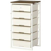 HOMCOM Bedroom Chest of Drawers, 6-Drawer Dresser, Tall Storage Drawer Unit with Steel Frame for Living Room, White(m-10)
