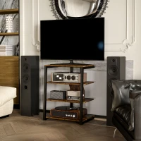 HOMCOM HiFi Stand, with Four Storage Shelves - Rustic Brown(m-8)