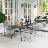 Outsunny Stackable Garden Chairs Set of 4, Rattan Effect Outdoor Dining Chairs, Light Grey(m-10)