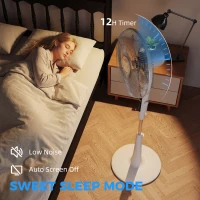 HOMCOM Three Mode Pedestal Fan, with Insect Repellant Box and LED Panel - White(m-8)