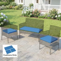 Outsunny Outdoor Seat Cushion Pads for Rattan Furniture, 3 PCs Garden Furniture Cushions,  Sky Blue(m-8)