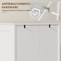 HOMCOM Mobile Dispensa Cucina con Ante, Armadietti e Cerniere a Chiusura Silenziosa, in Legno, 60x40x162 cm, Bianco(m-8)