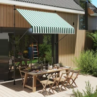 Outsunny Tenda da Sole 2x1.2 m con Supporti Regolabili e Manovella, in Alluminio, Metallo e Poliestere, Verde e Bianco(m-10)