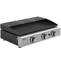 Outsunny Gasgrill 7,5 KW Tragbarer Tischgrill mit 3 Brenner Keramische Lackbeschichtung Grillrost Warmhalterost(m-1)