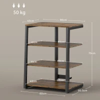 HOMCOM HiFi Stand, with Four Storage Shelves - Rustic Brown(m-3)