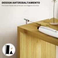 HOMCOM Colonna Bagno con Ripiani Aperti e Armadietti con Ante Magnetiche, 18x30x120 cm, Colore Legno(m-6)