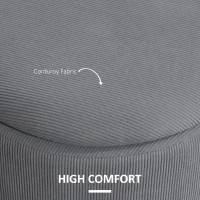 HOMCOM Set of Two Corduroy Storage Ottomans - Grey(m-6)