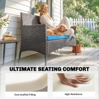Outsunny Outdoor Seat Cushion Pads for Rattan Furniture, 3 PCs Garden Furniture Cushions,  Sky Blue(m-6)