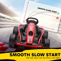 HOMCOM Go-Kart electric 24 V pentru copii Până la 13 km/h Gokart cu funcție Drift, Drift-Kart cu 2 motoare pentru 8–12 ani Roșu(m-7)