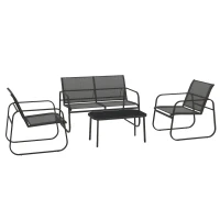 Outsunny Salon de jardin 4 pièces avec 2 fauteuils 1 canapé 2 places d'extérieur et table basse plateau en verre trempé(m-11)