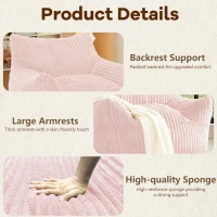 Soft Bean Bag Sofa with High-Quality Sponge and Large Armrests, Cozy Plush Lounger for Bedrooms, 103L x 90W x 70H cm, Pink(m-5)