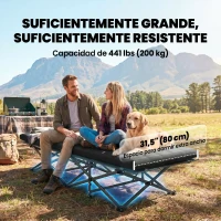 Outsunny Cama Plegable Camping con Colchón Extraíble de Tela Oxford 600D con Reposacabezas y Bolsa Carga 200 kg Negro(m-5)