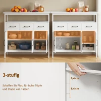 HOMCOM Sideboard mit verstellbaren Einlegeböden, Buffet-Schrank mit 3 Schubladen, 3 Türen , 95 cm, Weiß(m-5)