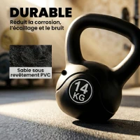 HOMCOM Kettlebell 14 kg, haltère avec poignée ergonomique, haltère à boule, musculation, entraînement, 27 x 21 x 31 cm noir(m-5)