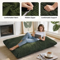 Convertible Bean Bag Chair with Memory Foam, Versatile Lounger for Reading and Gaming, 180L x 125W cm, Green(m-6)