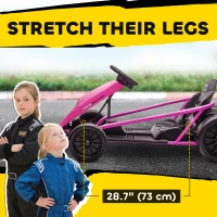 HOMCOM Go-Kart electric 24 V pentru copii, până la 13 km/h, cu funcție drift, drift-kart cu 2 motoare pentru 8–12 ani, roz(m-6)